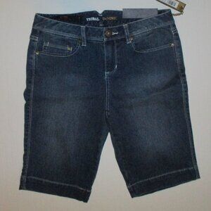 Blue Denim Bermuda Shorts Tribal size 27 4 Front Zip Stretch Cotton NWT Celine